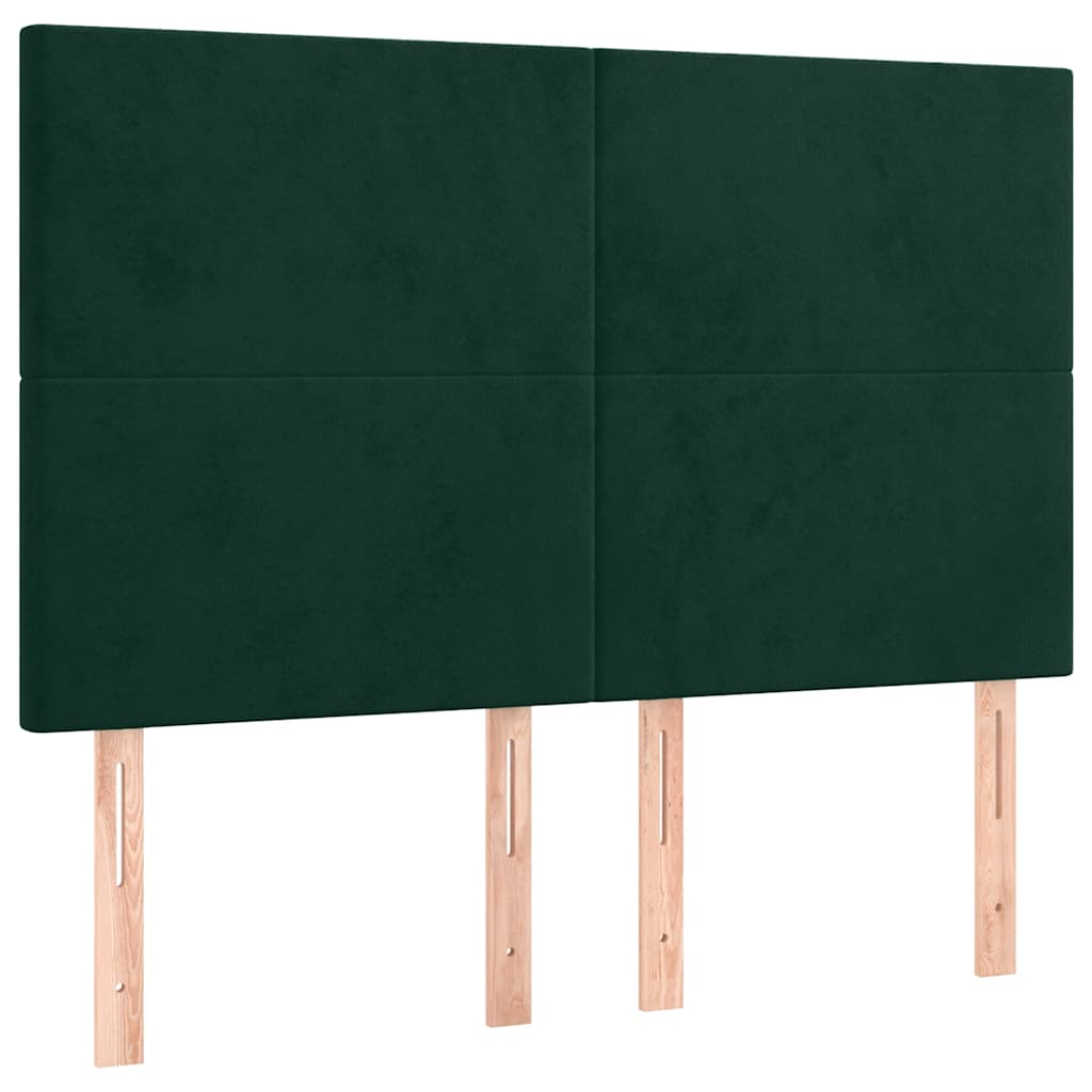 sötétzöld bársony rugós ágy matraccal 140x190 cm