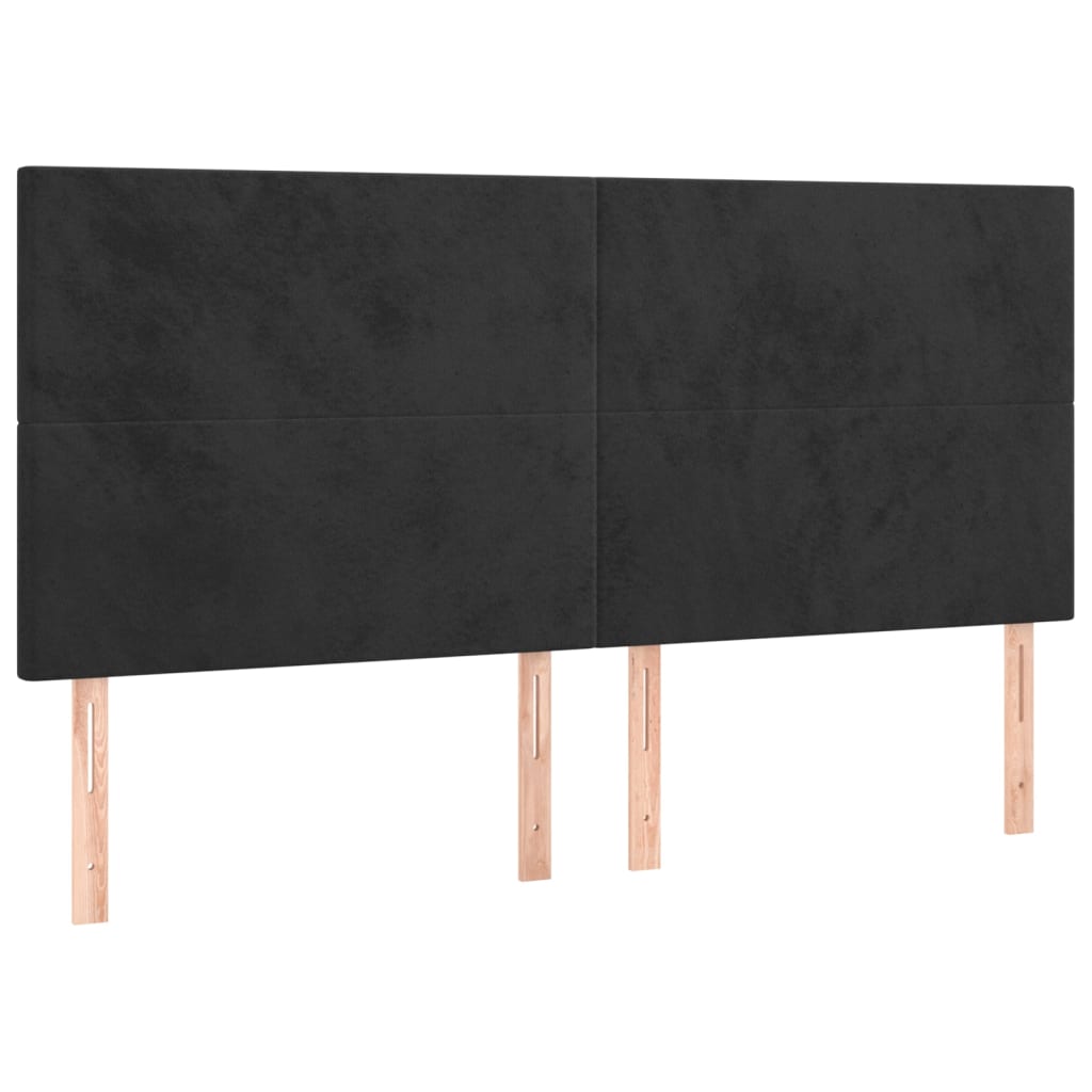 fekete bársony rugós ágy matraccal 200x200 cm