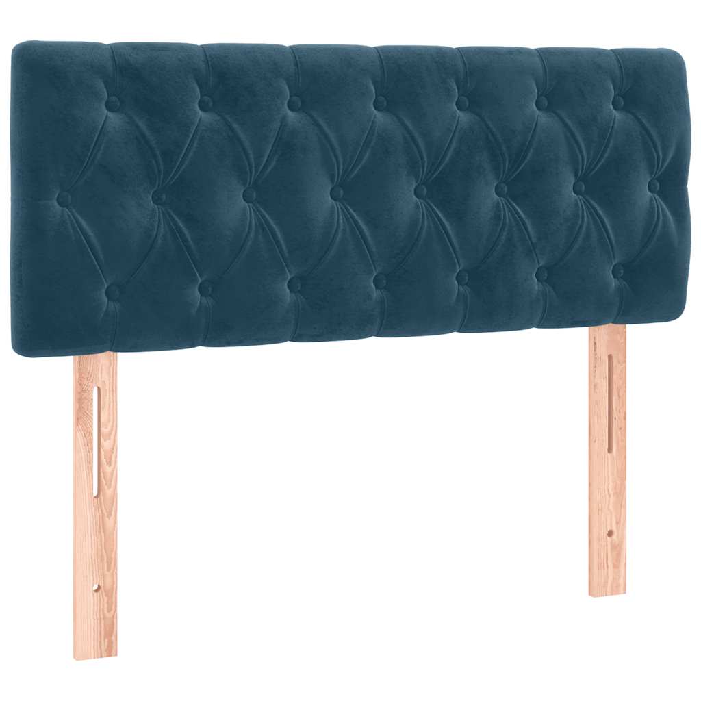 sötétkék bársony rugós ágy matraccal 200x200 cm