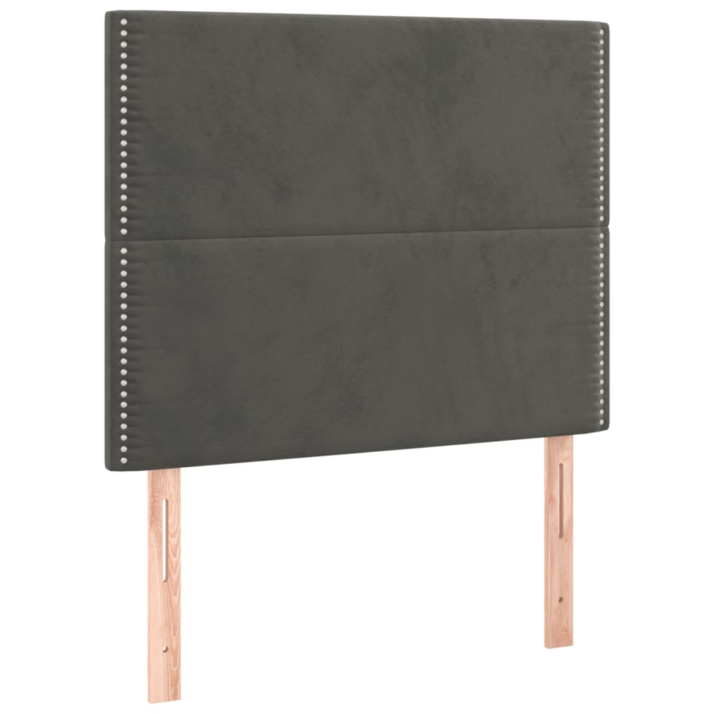 sötétszürke bársony rugós ágy matraccal 100 x 200 cm