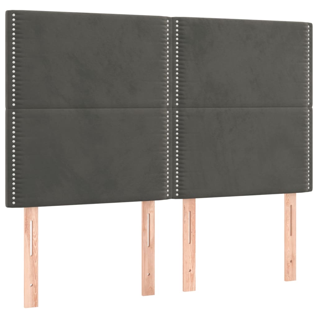 sötétszürke bársony rugós ágy matraccal 140x190 cm
