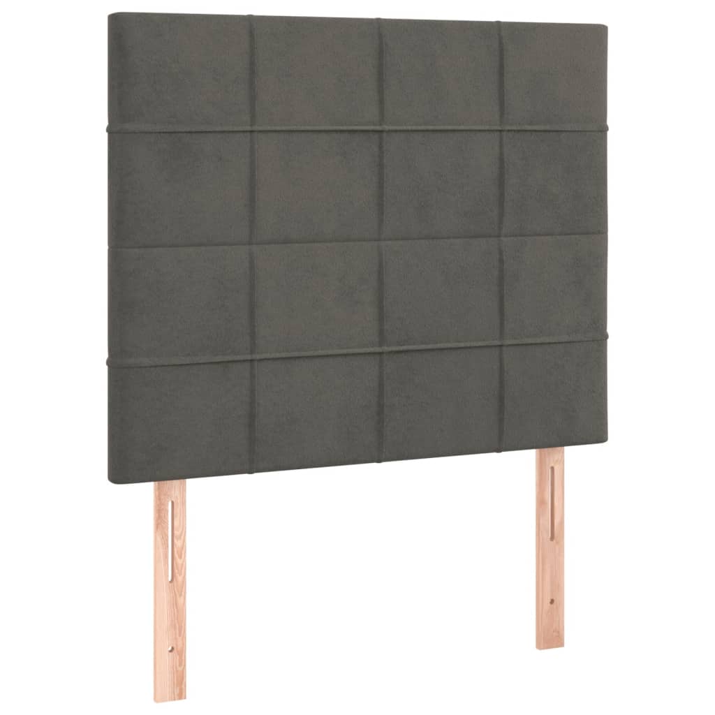 sötétszürke bársony rugós ágy matraccal 80 x 200 cm