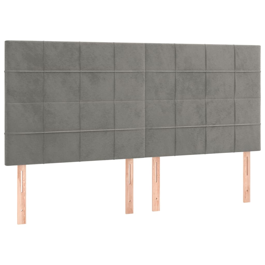 világosszürke bársony rugós ágy matraccal 200x200 cm