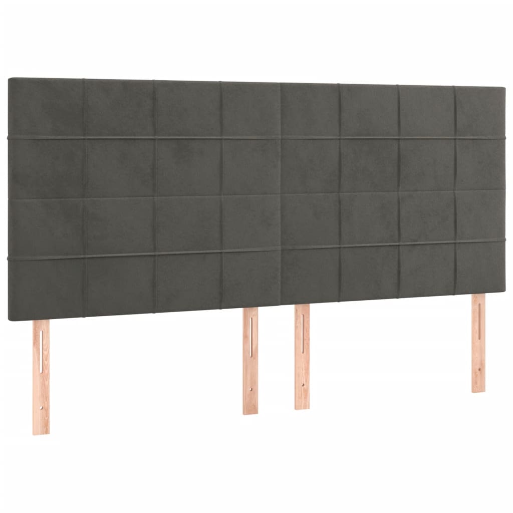 sötétszürke bársony rugós ágy matraccal 200x200 cm