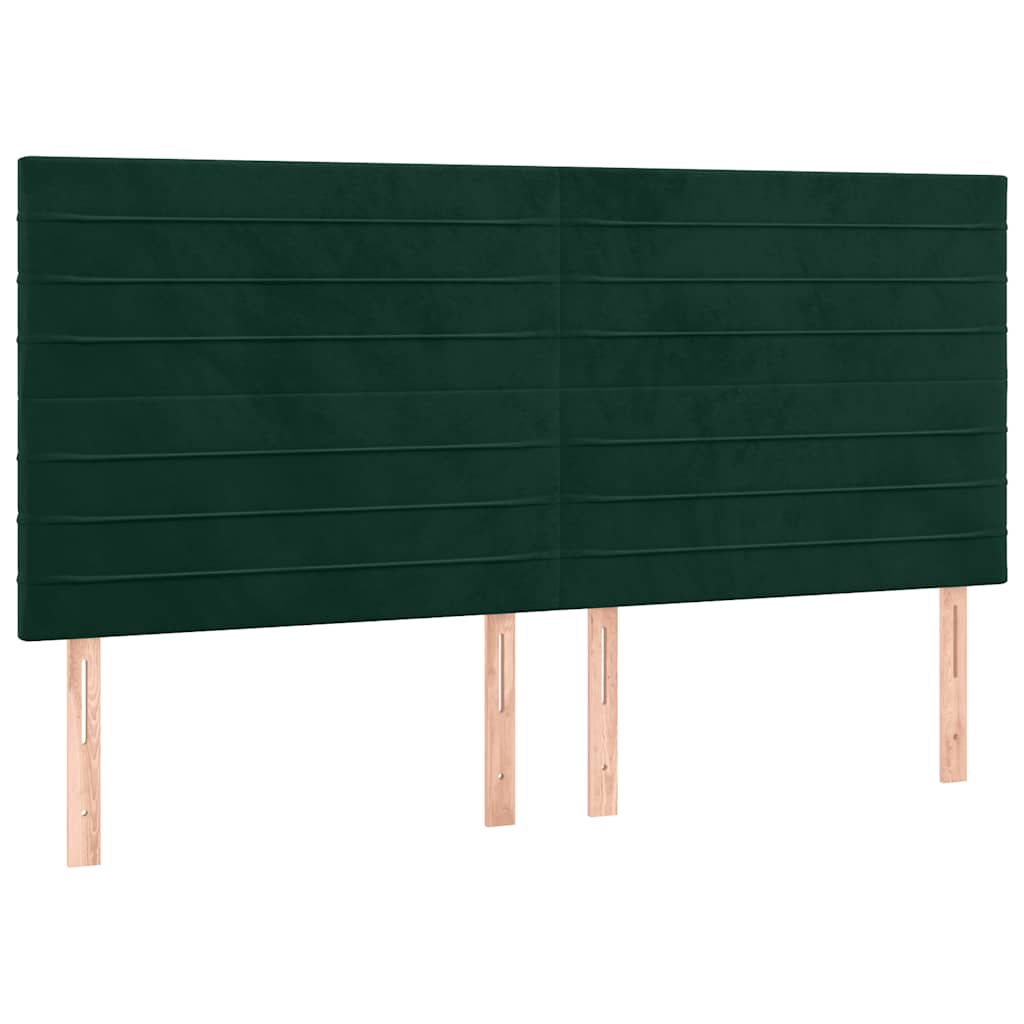 sötétzöld bársony rugós ágy matraccal 160x200 cm