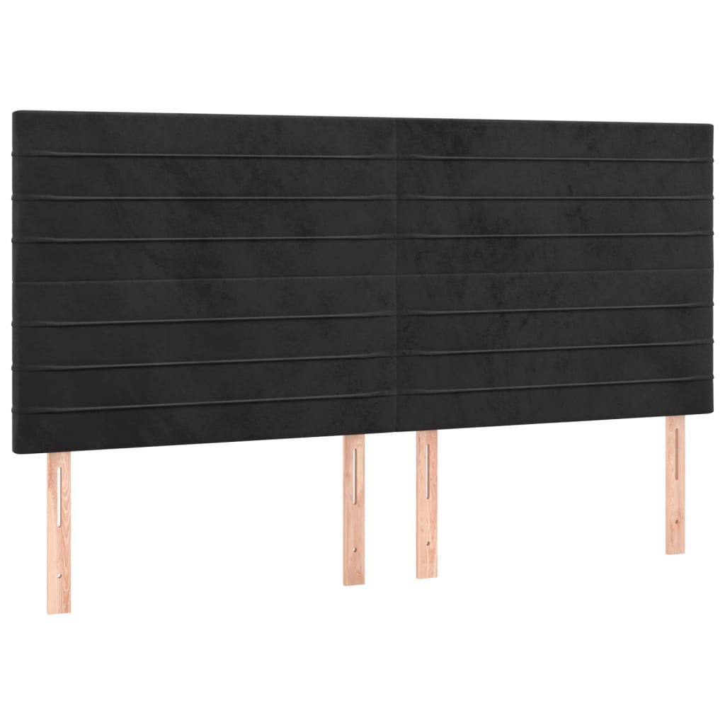 fekete bársony rugós ágy matraccal 200x200 cm