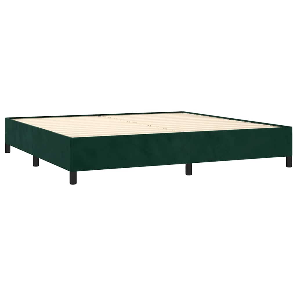 sötétzöld bársony rugós ágy matraccal 200x200 cm