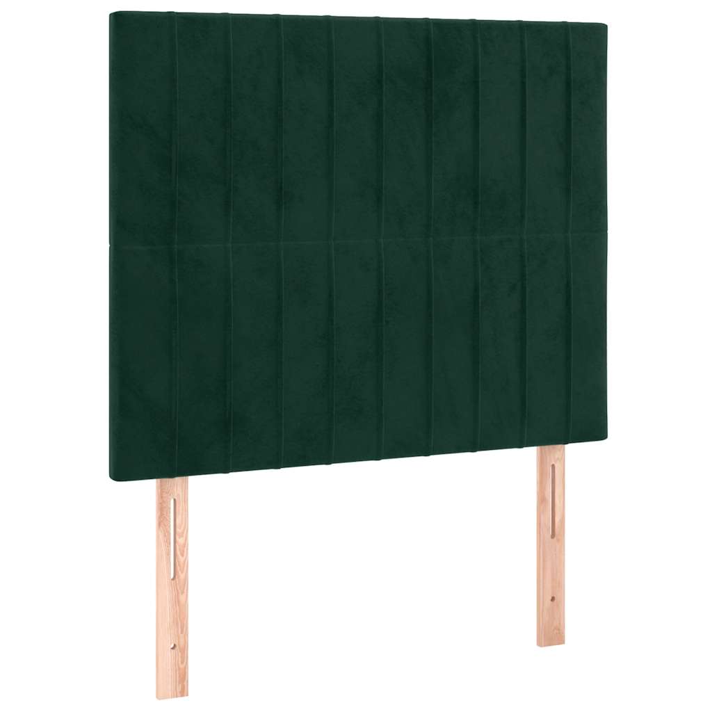 sötétzöld bársony rugós ágy matraccal 80 x 200 cm
