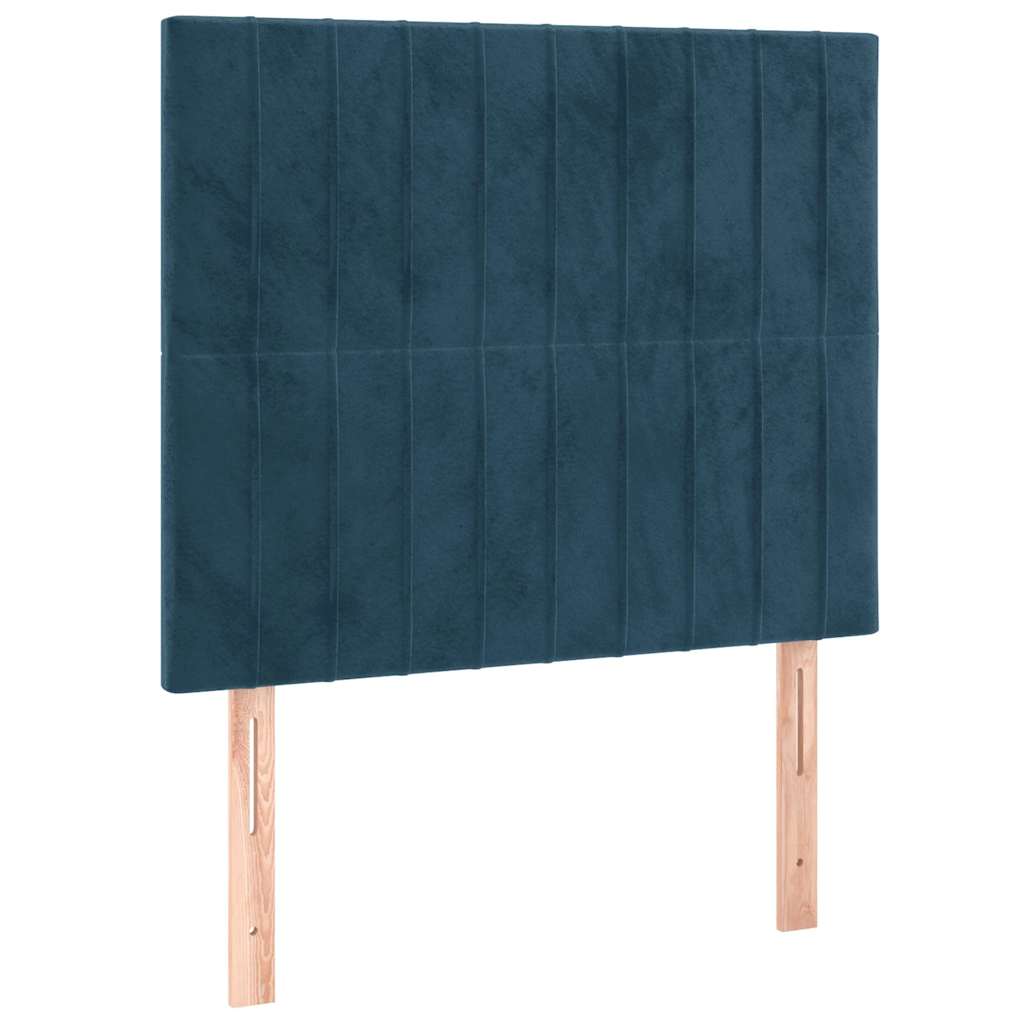 sötétkék bársony rugós ágy matraccal 80 x 200 cm