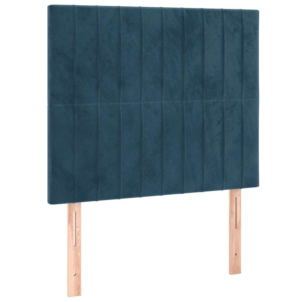 sötétkék bársony rugós ágy matraccal 90x190 cm