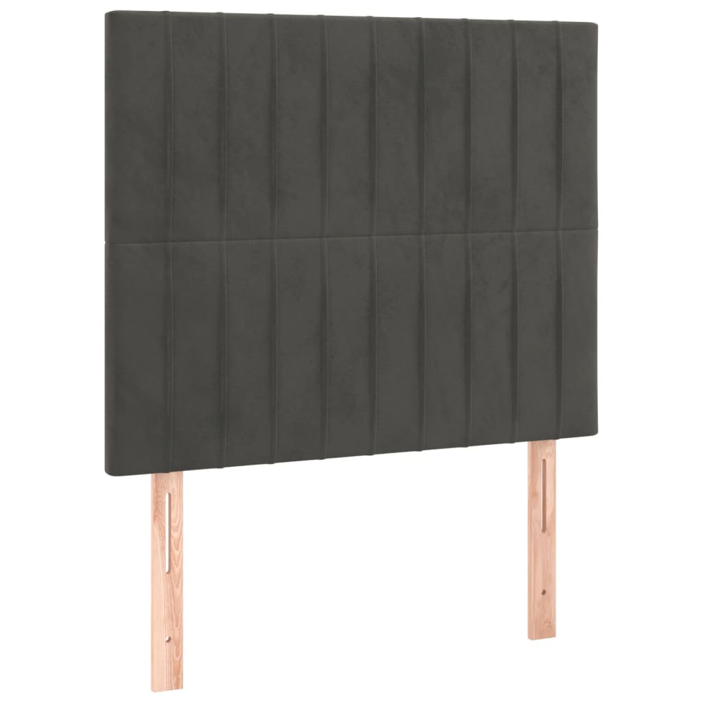 sötétszürke bársony rugós ágy matraccal 100 x 200 cm