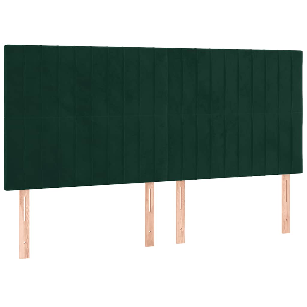 sötétzöld bársony rugós ágy matraccal 160x200 cm
