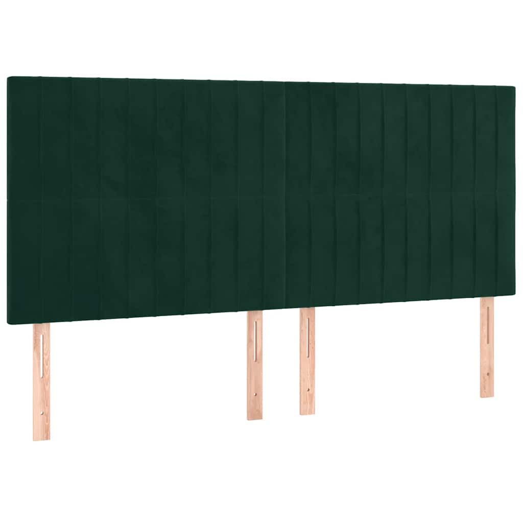 sötétzöld bársony rugós ágy matraccal 180x200 cm