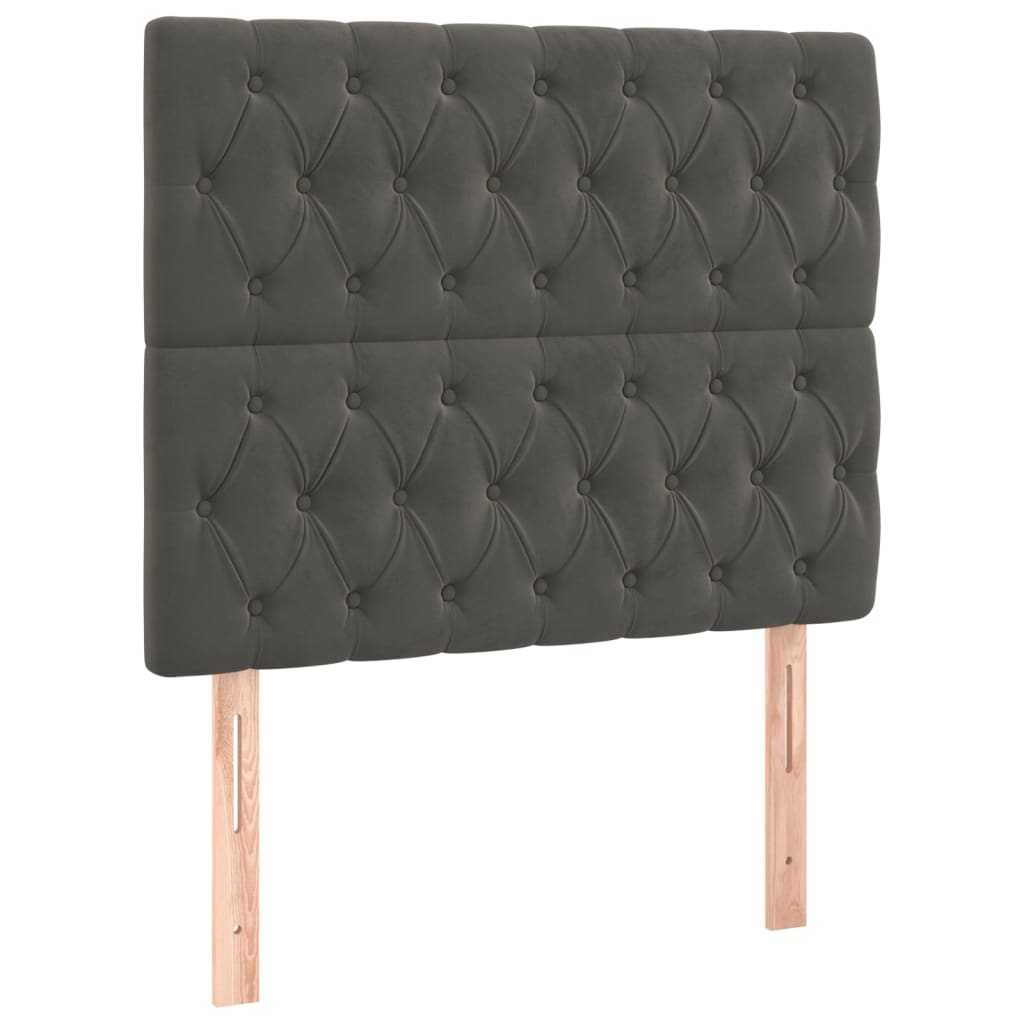sötétszürke bársony rugós ágy matraccal 90x190 cm