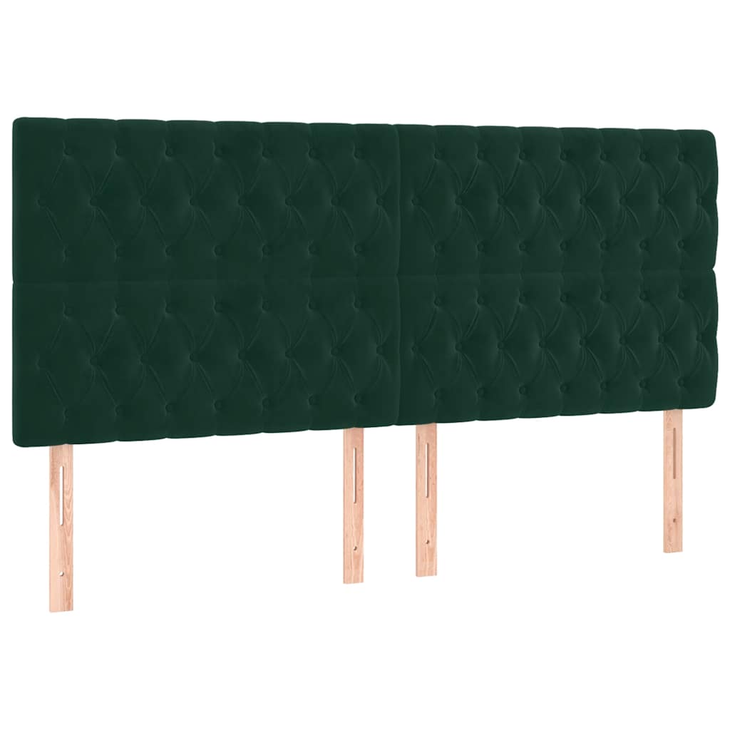 sötétzöld bársony rugós ágy matraccal 200x200 cm