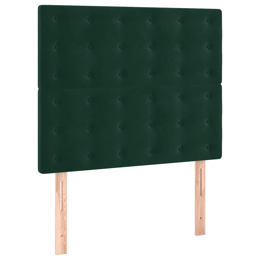 sötétzöld bársony rugós ágy matraccal 80 x 200 cm