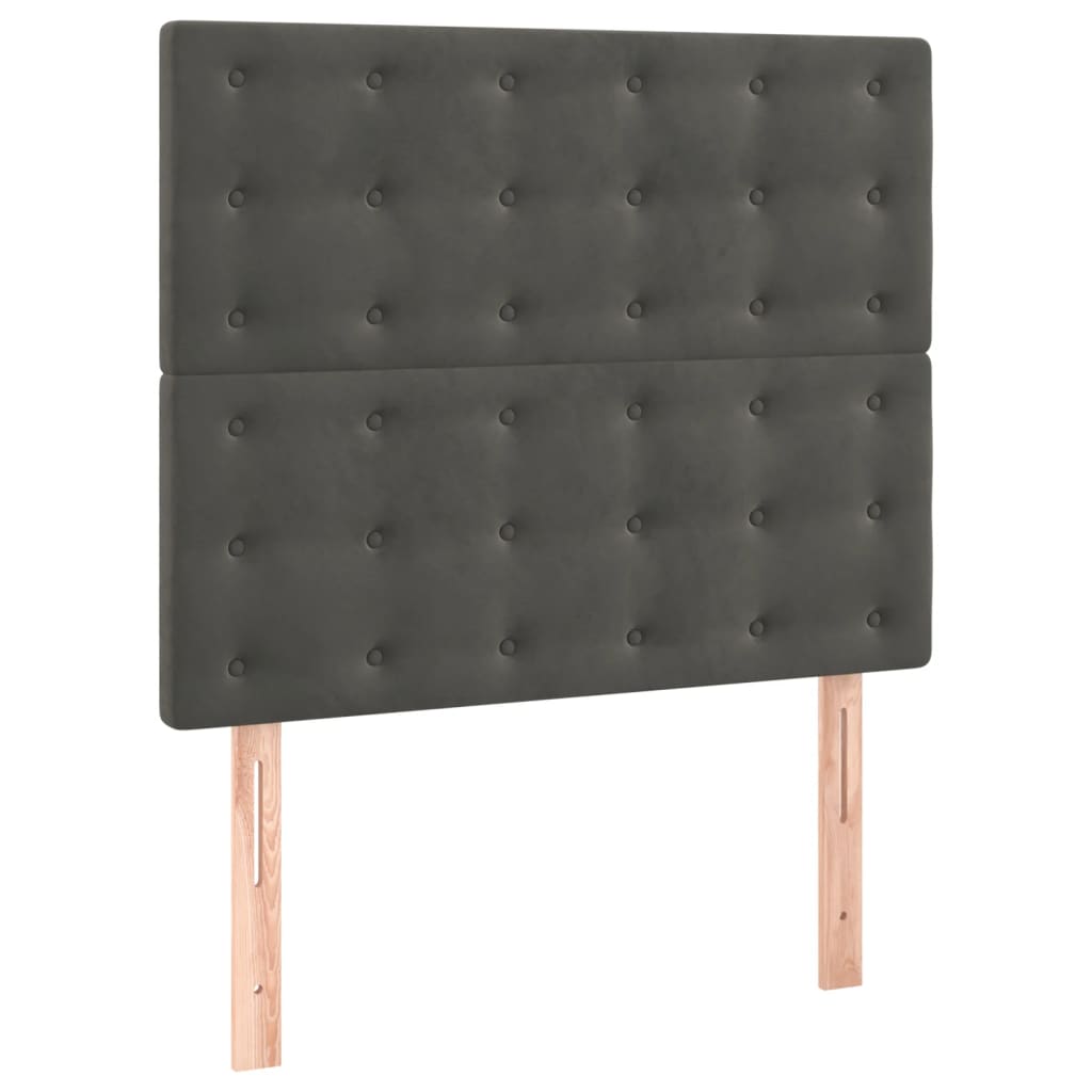 sötétszürke bársony rugós ágy matraccal 90 x 200 cm
