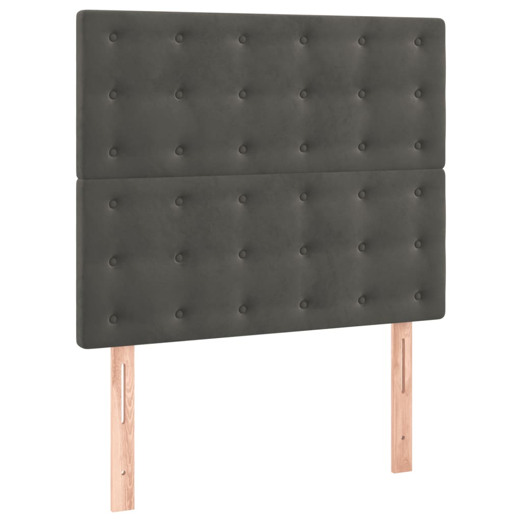 sötétszürke bársony rugós ágy matraccal 100 x 200 cm