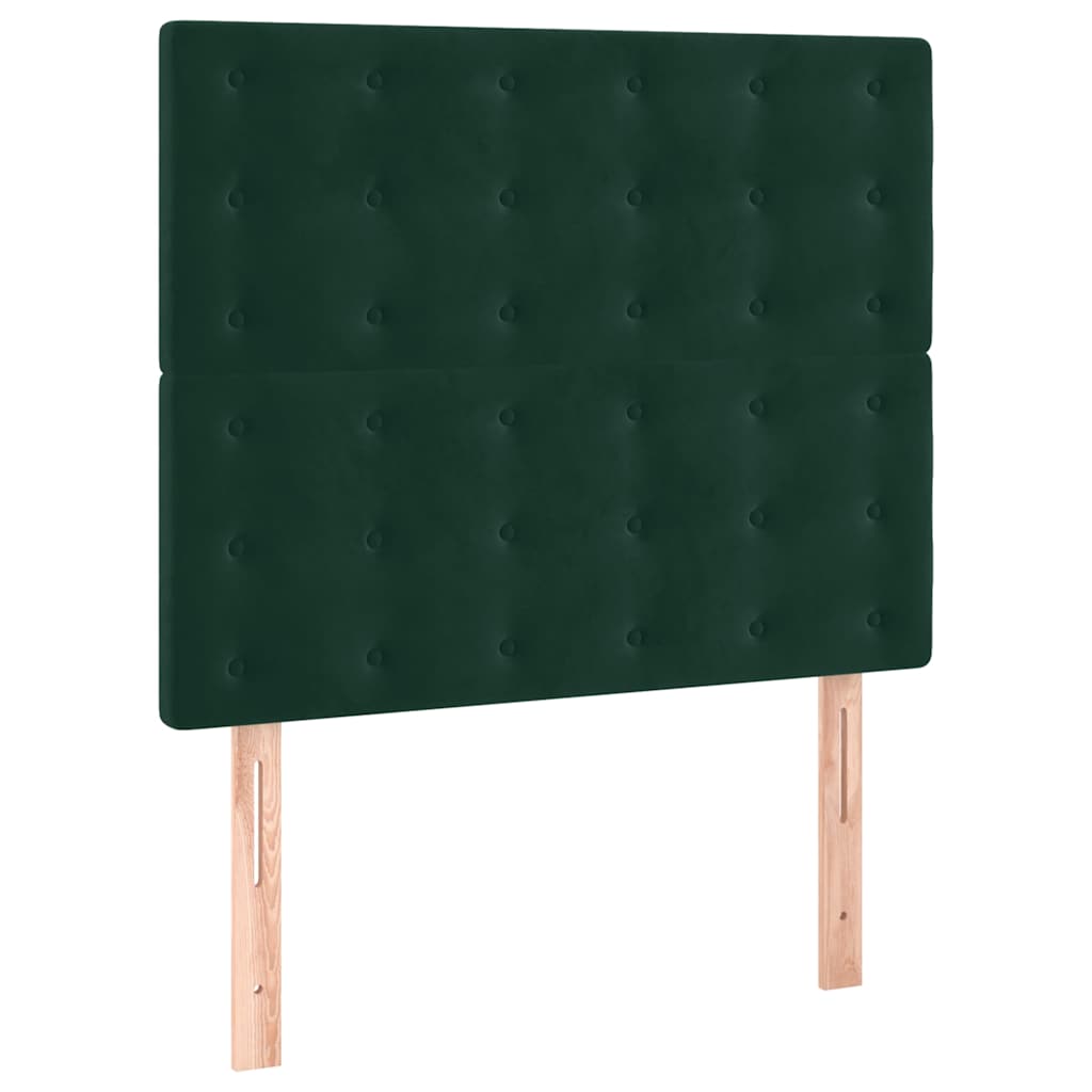 sötétzöld bársony rugós ágy matraccal 100 x 200 cm