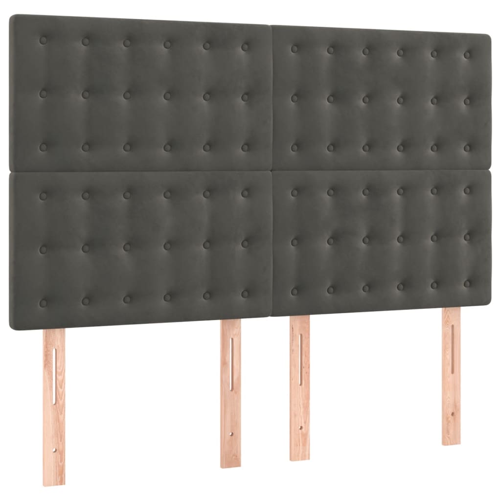sötétszürke bársony rugós ágy matraccal 140x190 cm
