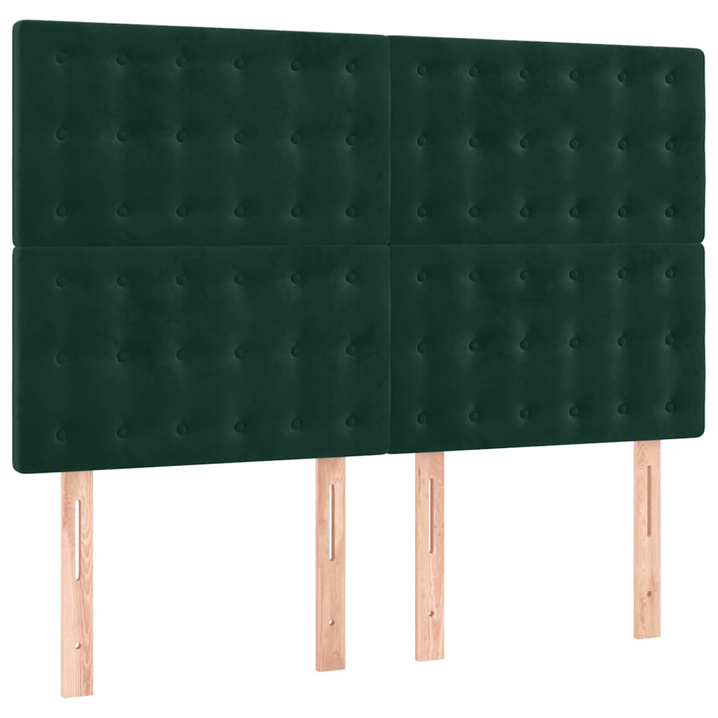 sötétzöld bársony rugós ágy matraccal 140x190 cm