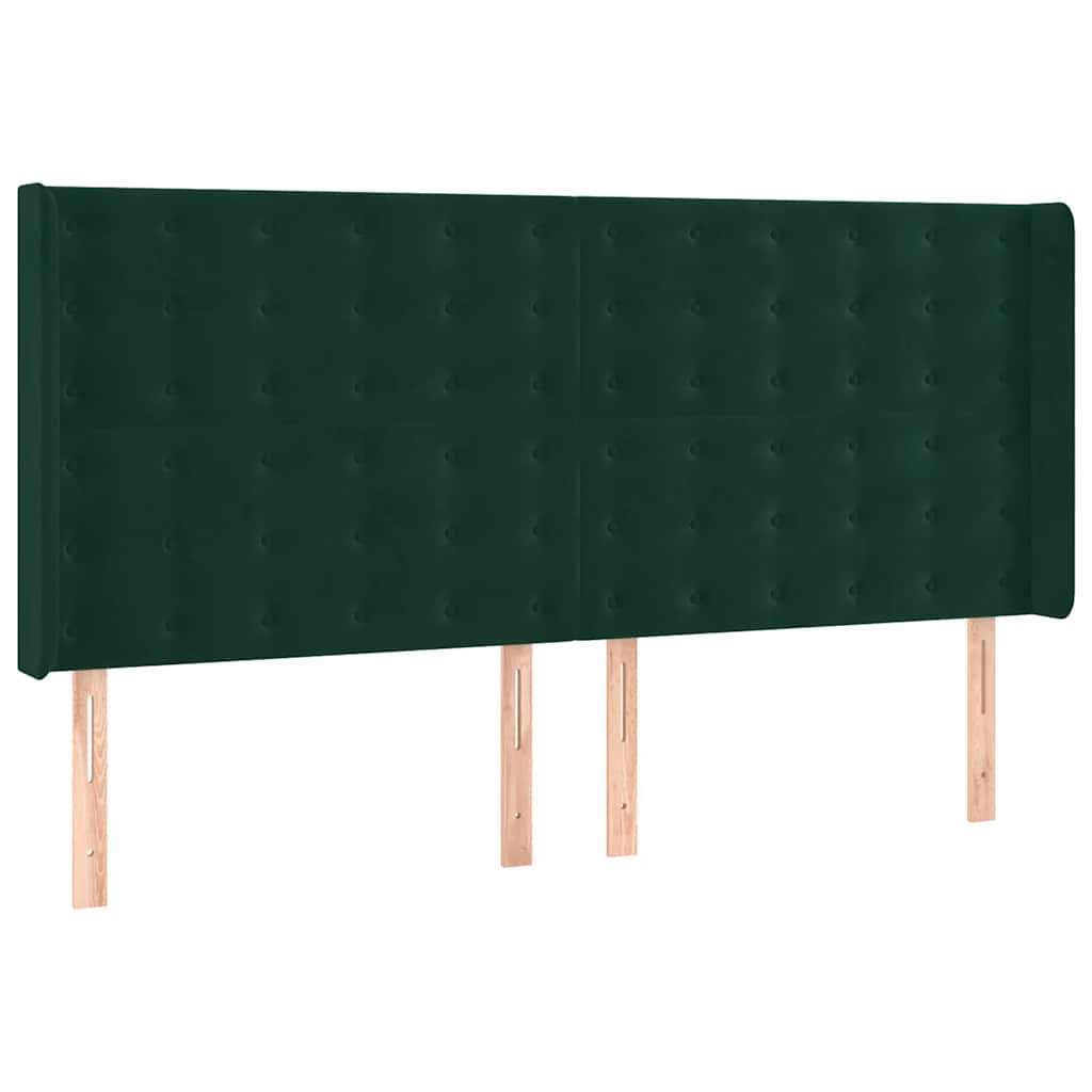 sötétzöld bársony rugós ágy matraccal 200x200 cm