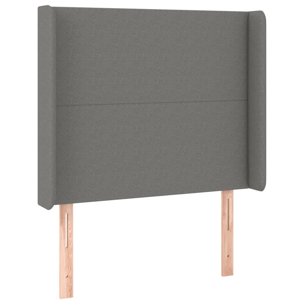 sötétszürke szövet rugós és LED-es ágy matraccal 90x190 cm