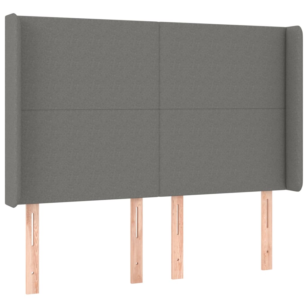 sötétszürke szövet rugós és LED-es ágy matraccal 140x200 cm