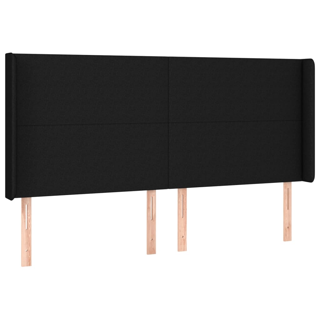 fekete szövet rugós és LED-es ágy matraccal 160x200 cm