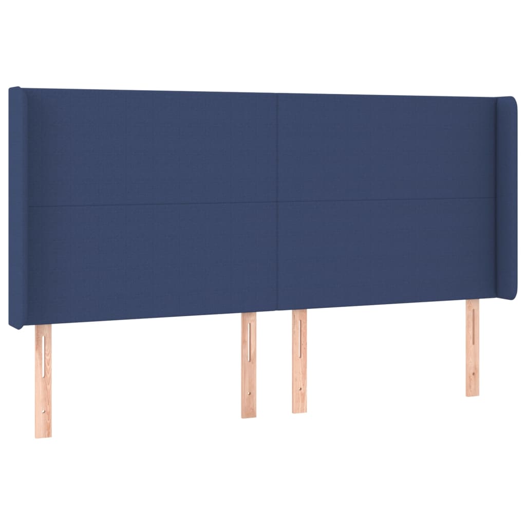 kék szövet rugós és LED-es ágy matraccal 200 x 200 cm