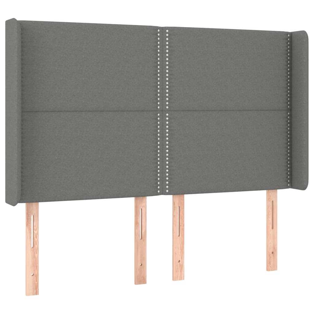 sötétszürke szövet rugós és LED-es ágy matraccal 140x190 cm