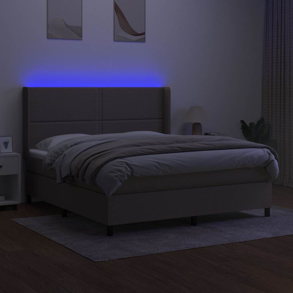 tópszínű szövet rugós és LED-es ágy matraccal 180 x 200 cm