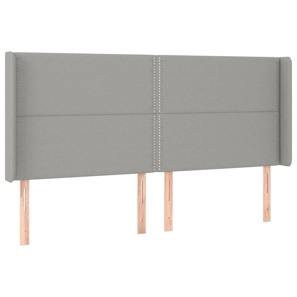 világosszürke szövet rugós és LED-es ágy matraccal 200x200 cm