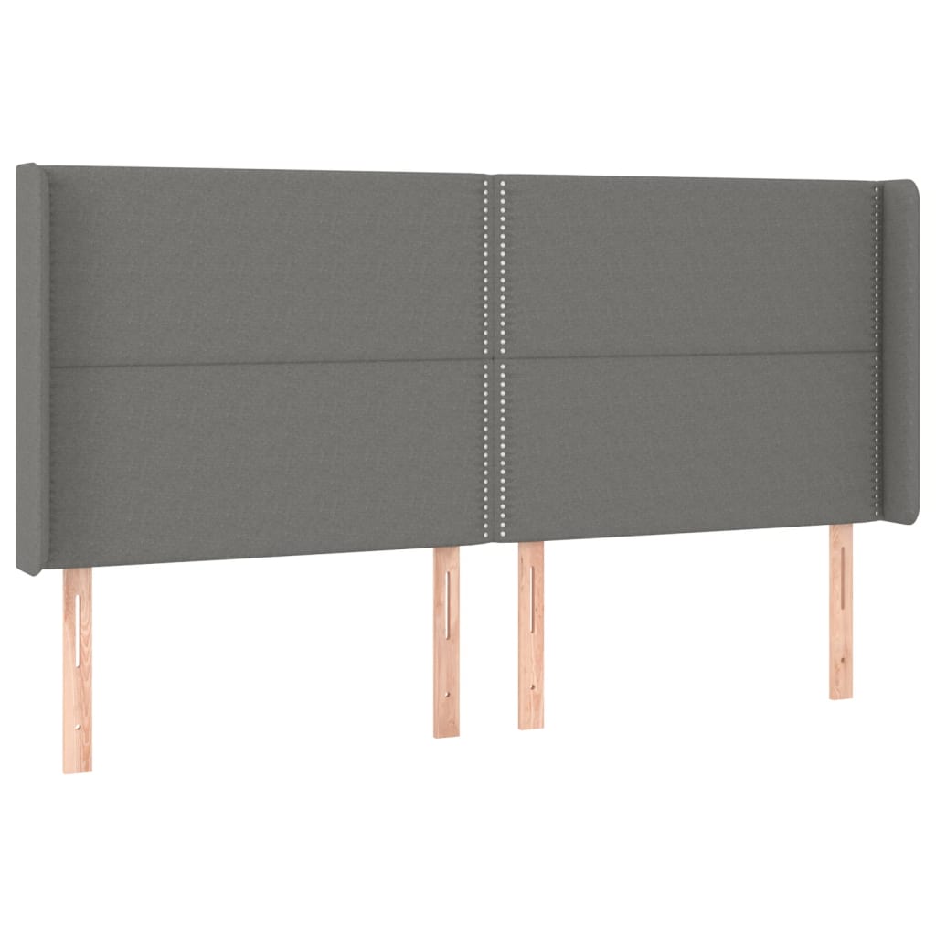 sötétszürke szövet rugós és LED-es ágy matraccal 200x200 cm