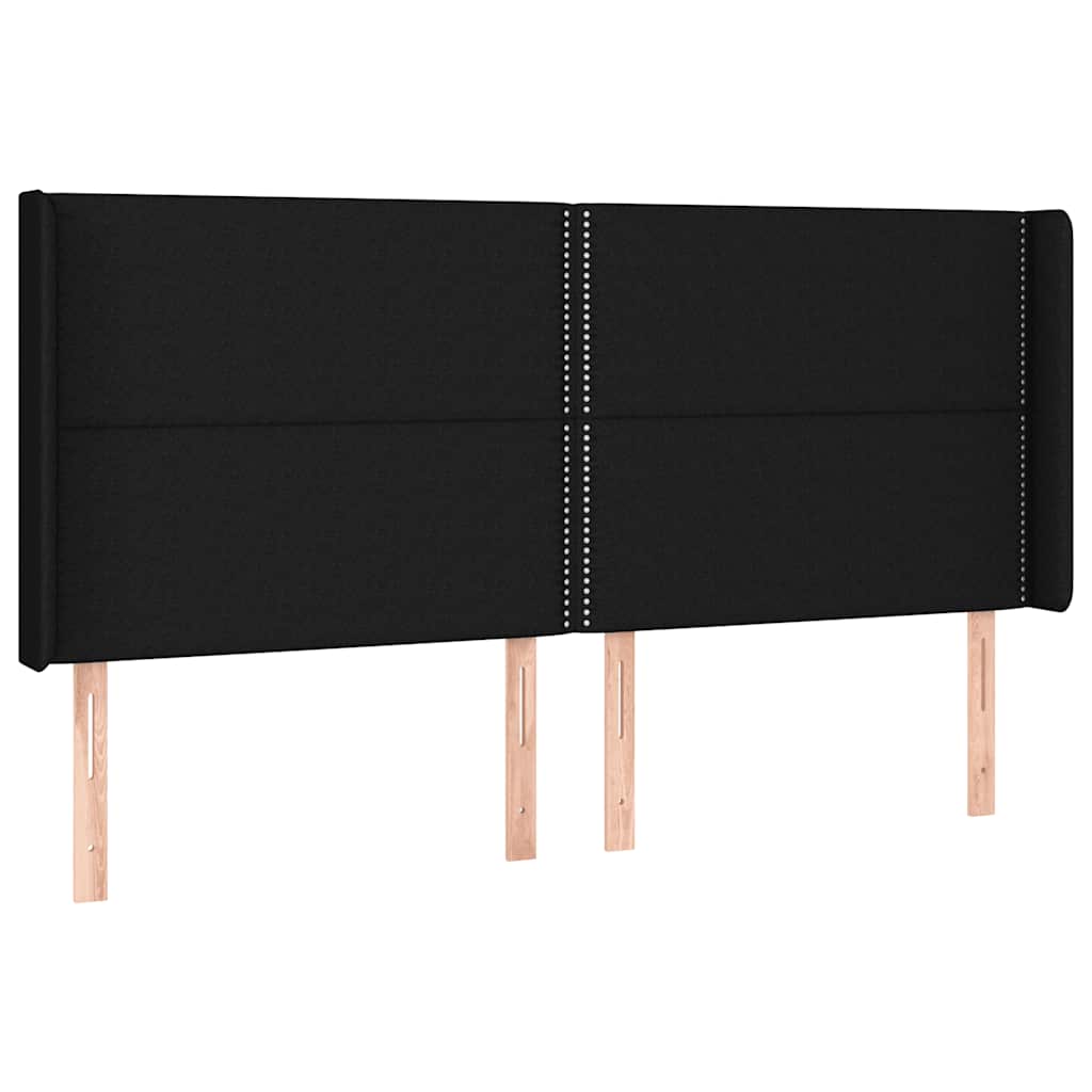 fekete szövet rugós és LED-es ágy matraccal 200x200 cm