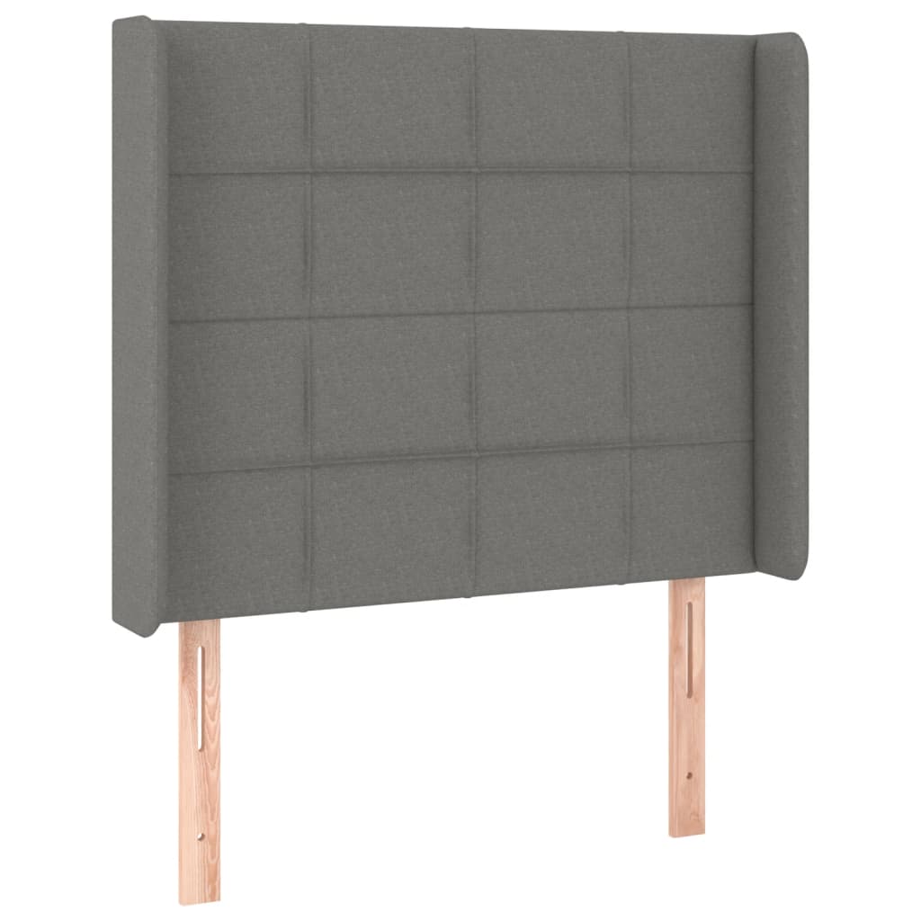 sötétszürke szövet rugós és LED-es ágy matraccal 80 x 200 cm