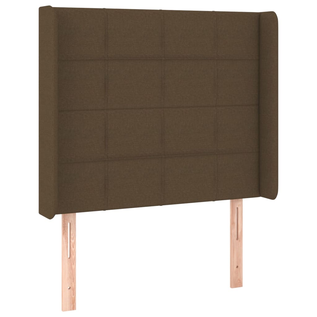 barna szövet rugós és LED-es ágy matraccal 80 x 200 cm