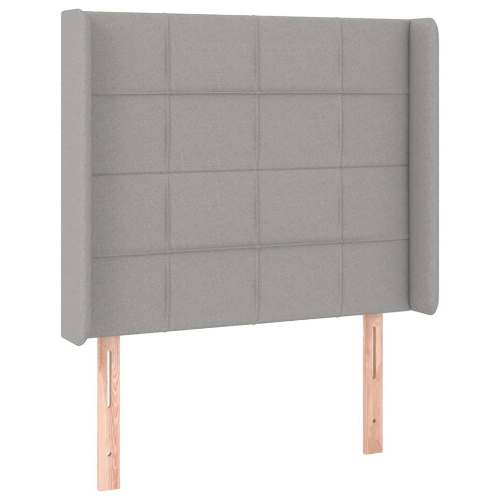 világosszürke szövet rugós és LED-es ágy matraccal 90x200 cm