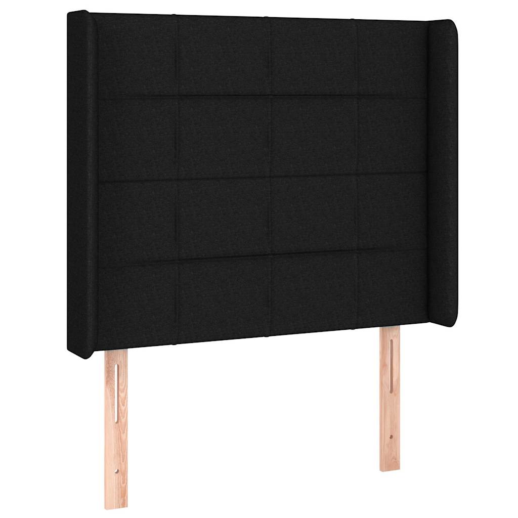 fekete szövet rugós és LED-es ágy matraccal 90x200 cm