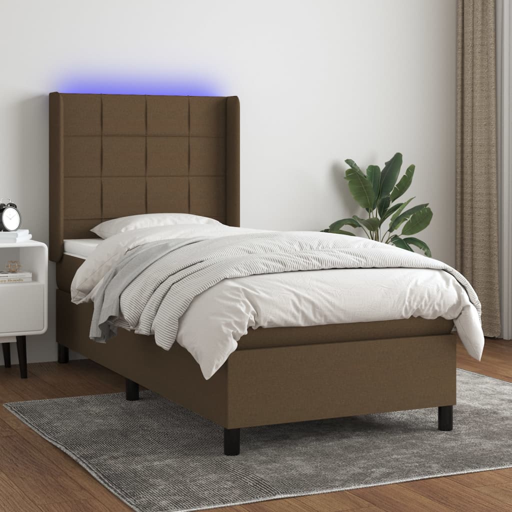 LED Box Spring Ágy fejtámlával szövet