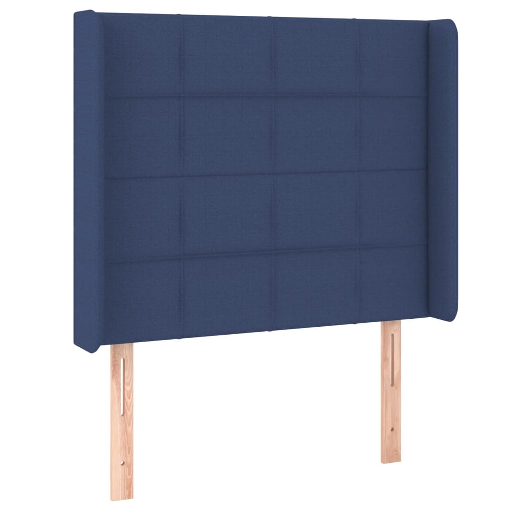 kék szövet rugós és LED-es ágy matraccal 90x200 cm