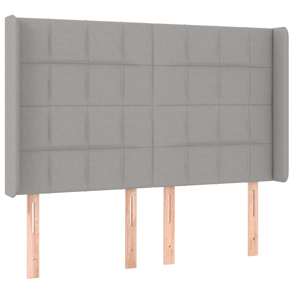világosszürke szövet rugós és LED-es ágy matraccal 140x190 cm