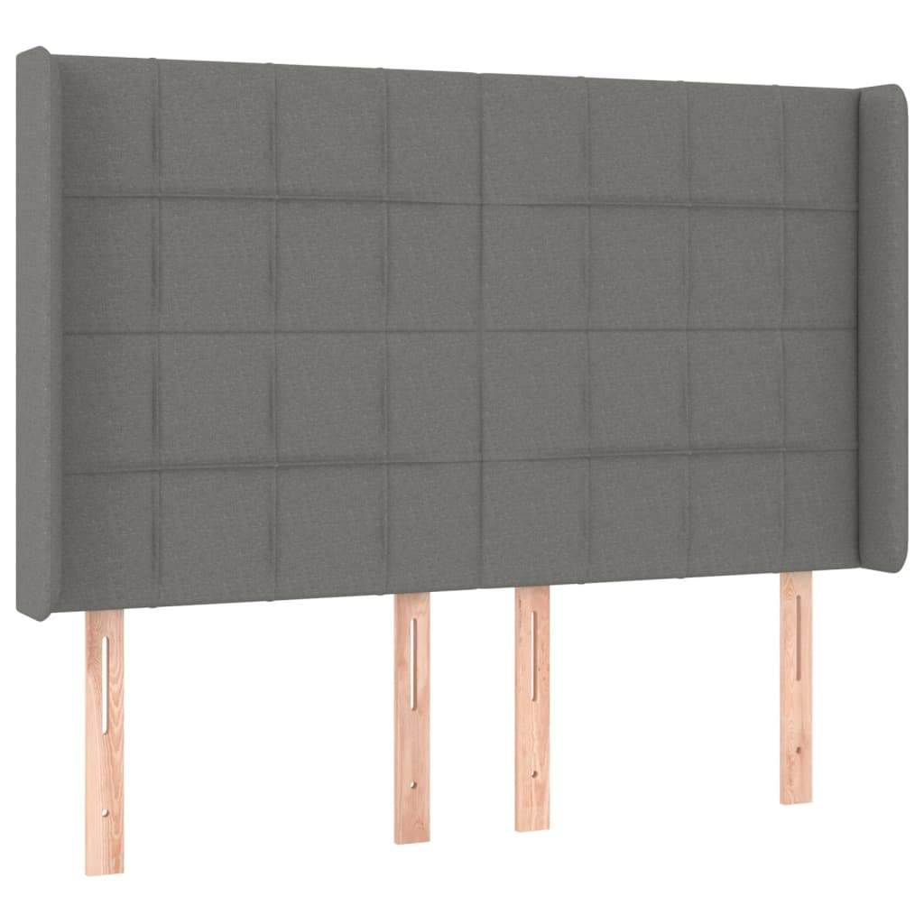 sötétszürke szövet rugós és LED-es ágy matraccal 140x200 cm