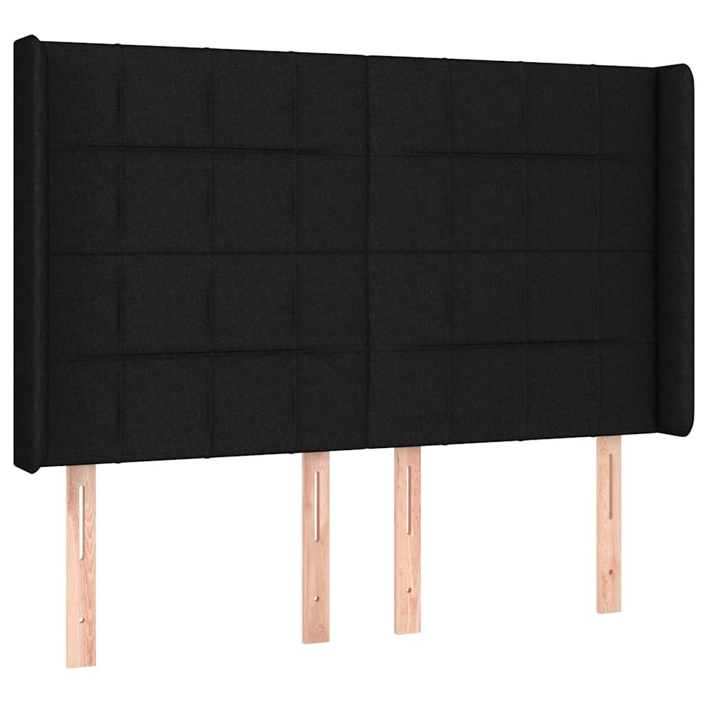 fekete szövet rugós és LED-es ágy matraccal 140x200 cm