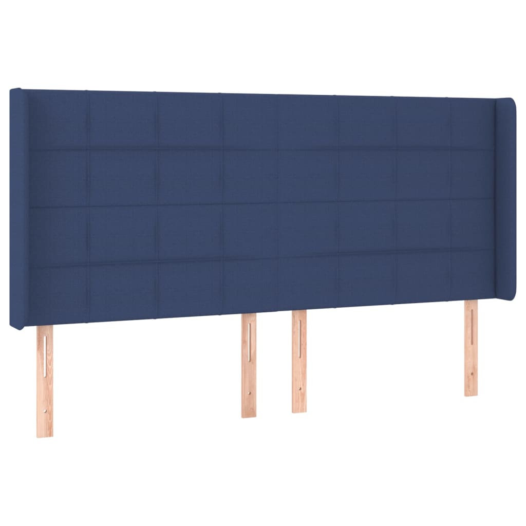 kék szövet rugós és LED-es ágy matraccal 160x200 cm