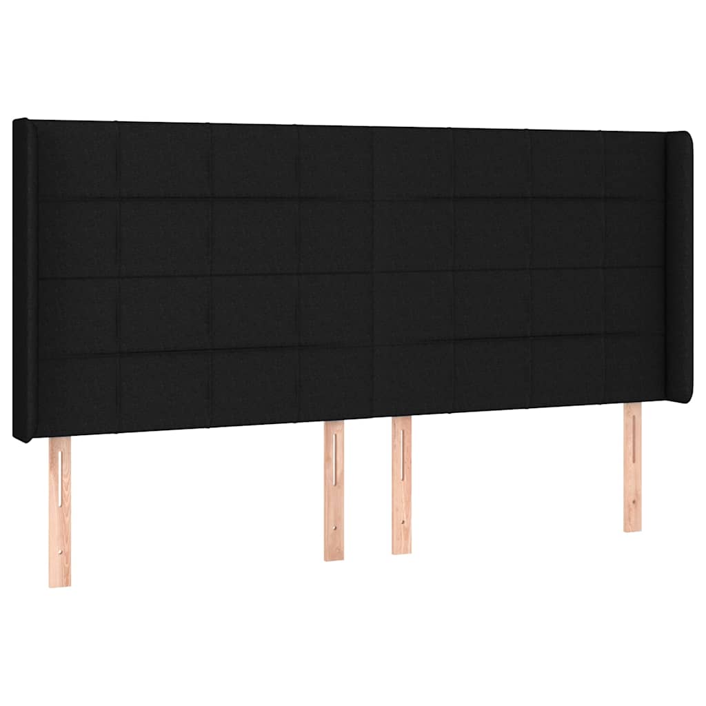 fekete szövet rugós és LED-es ágy matraccal 180 x 200 cm