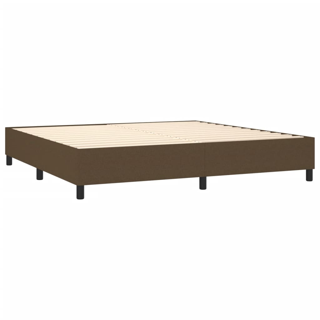 barna szövet rugós és LED-es ágy matraccal 200x200 cm