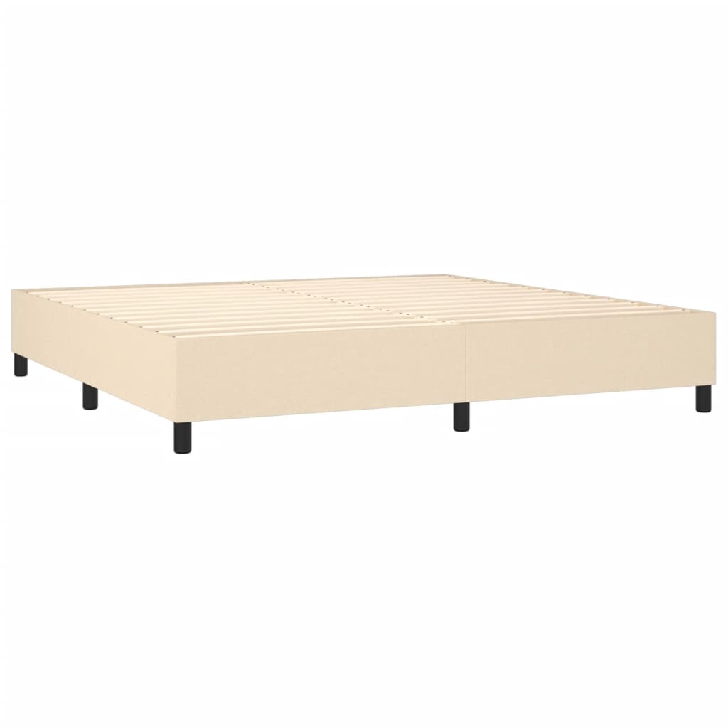 krémszínű szövet rugós és LED-es ágy matraccal 200 x 200 cm