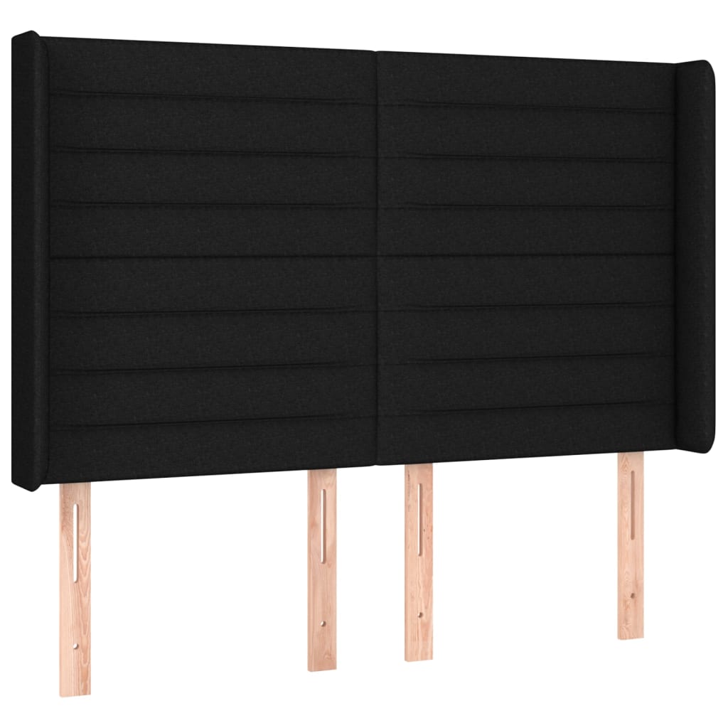 fekete szövet rugós és LED-es ágy matraccal 140x200 cm