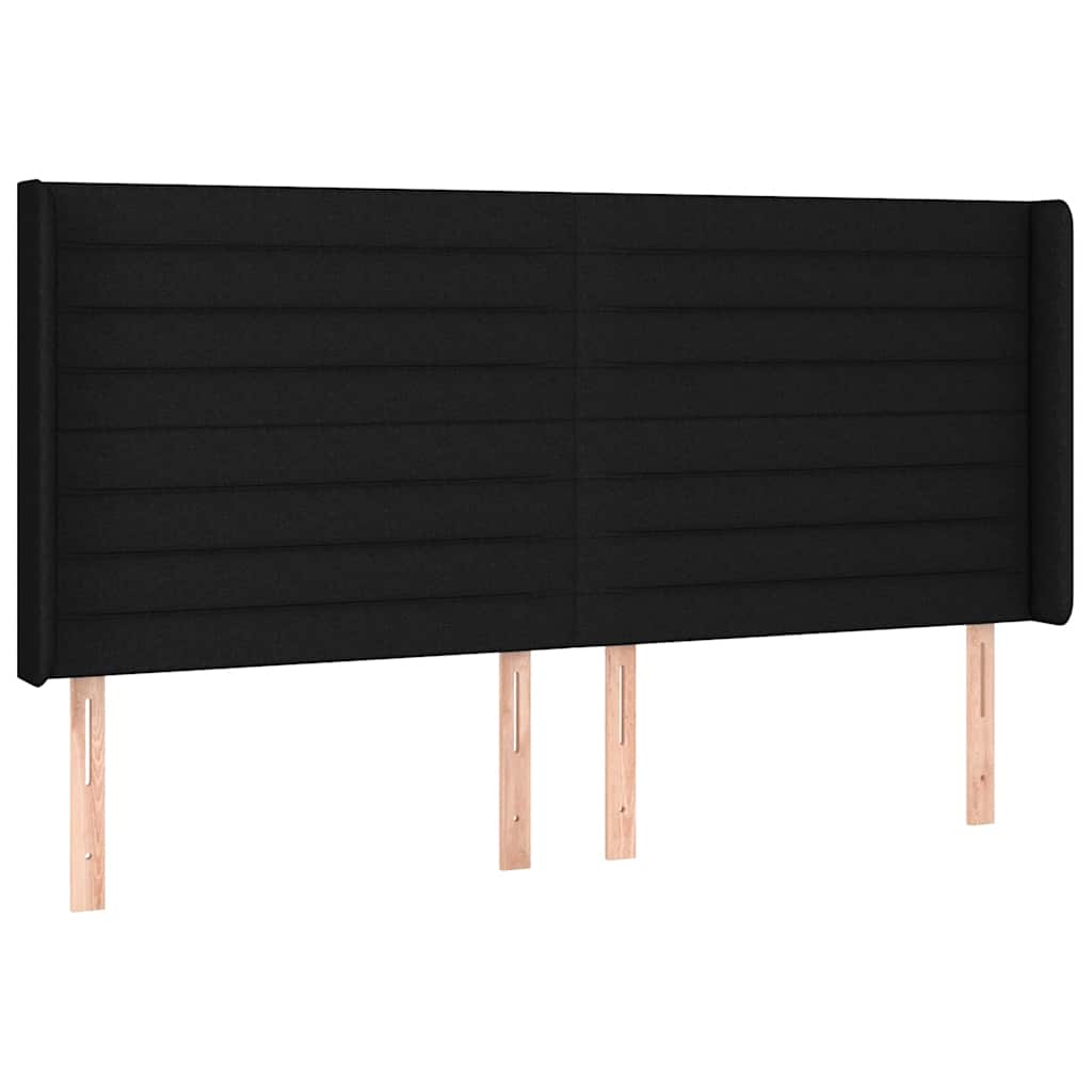 fekete szövet rugós és LED-es ágy matraccal 160x200 cm